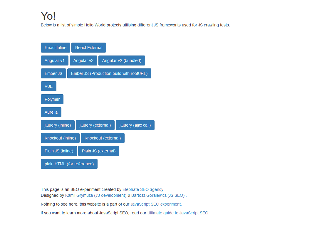 JS SEO experiments