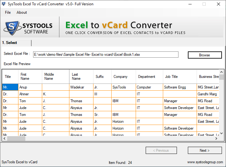 SysTools Software transfer contacts from Excel to iPhone and Android process