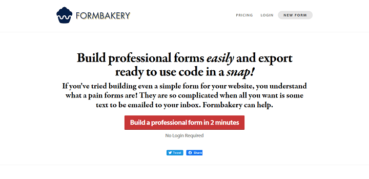 Formbakery · Build professional forms and export PHP code